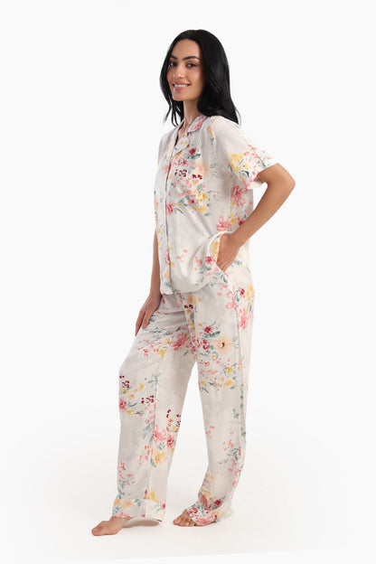 Short Sleeves Floral Pyjama Set