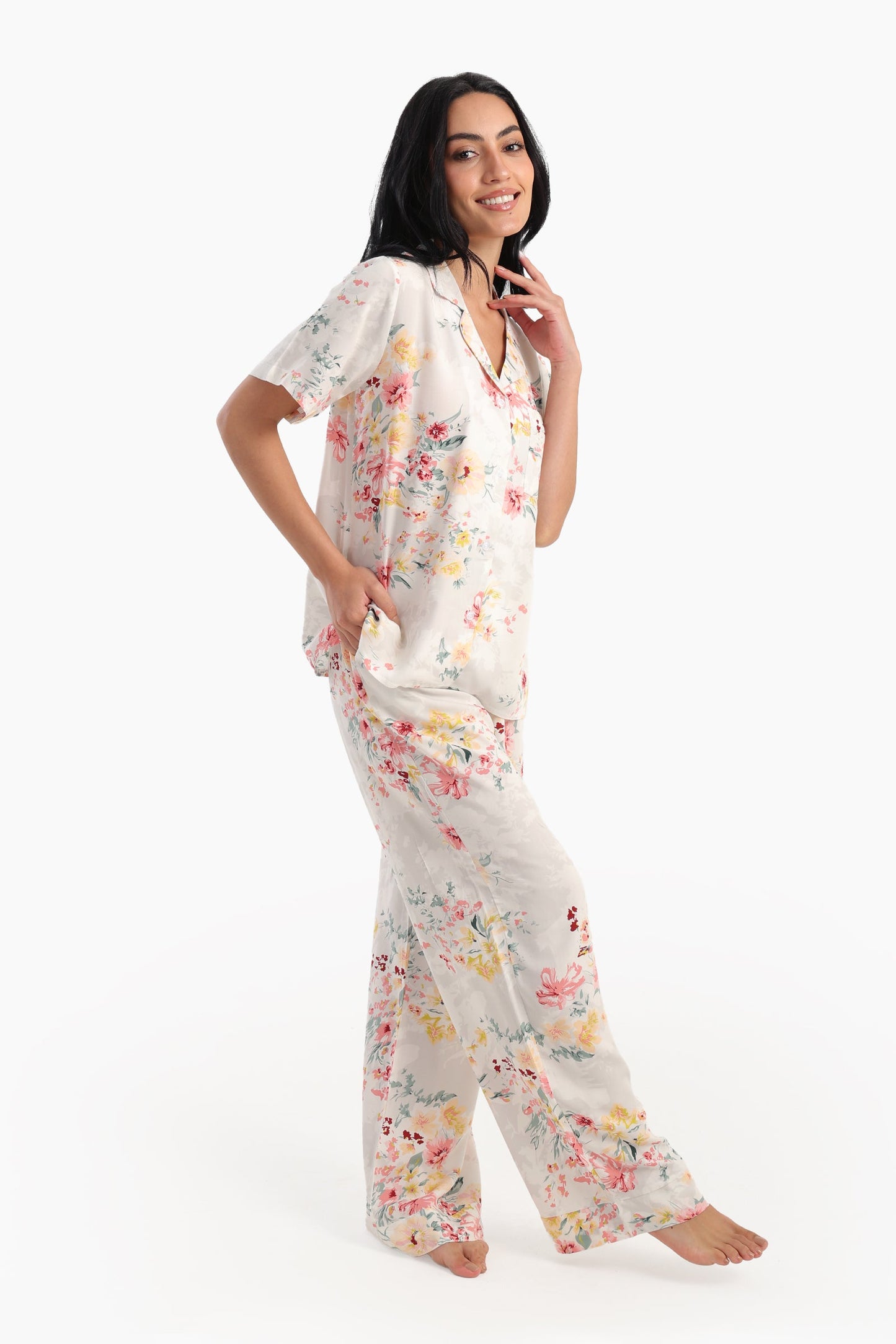 Short Sleeves Floral Pyjama Set