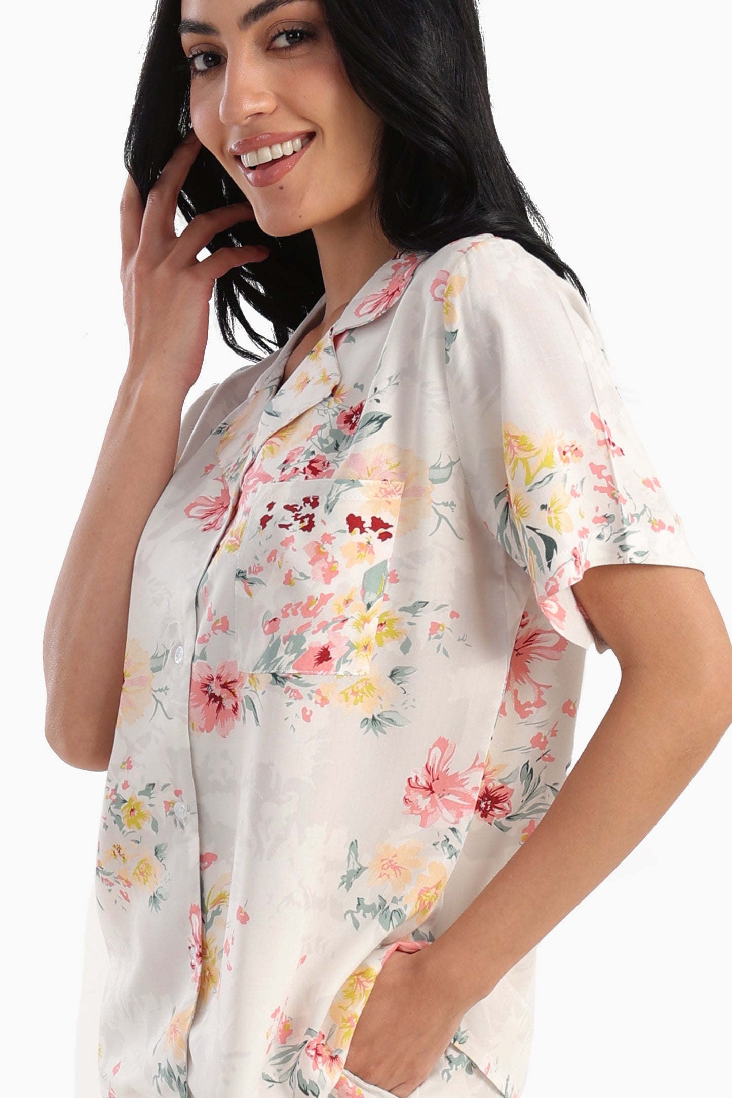 Short Sleeves Floral Pyjama Set