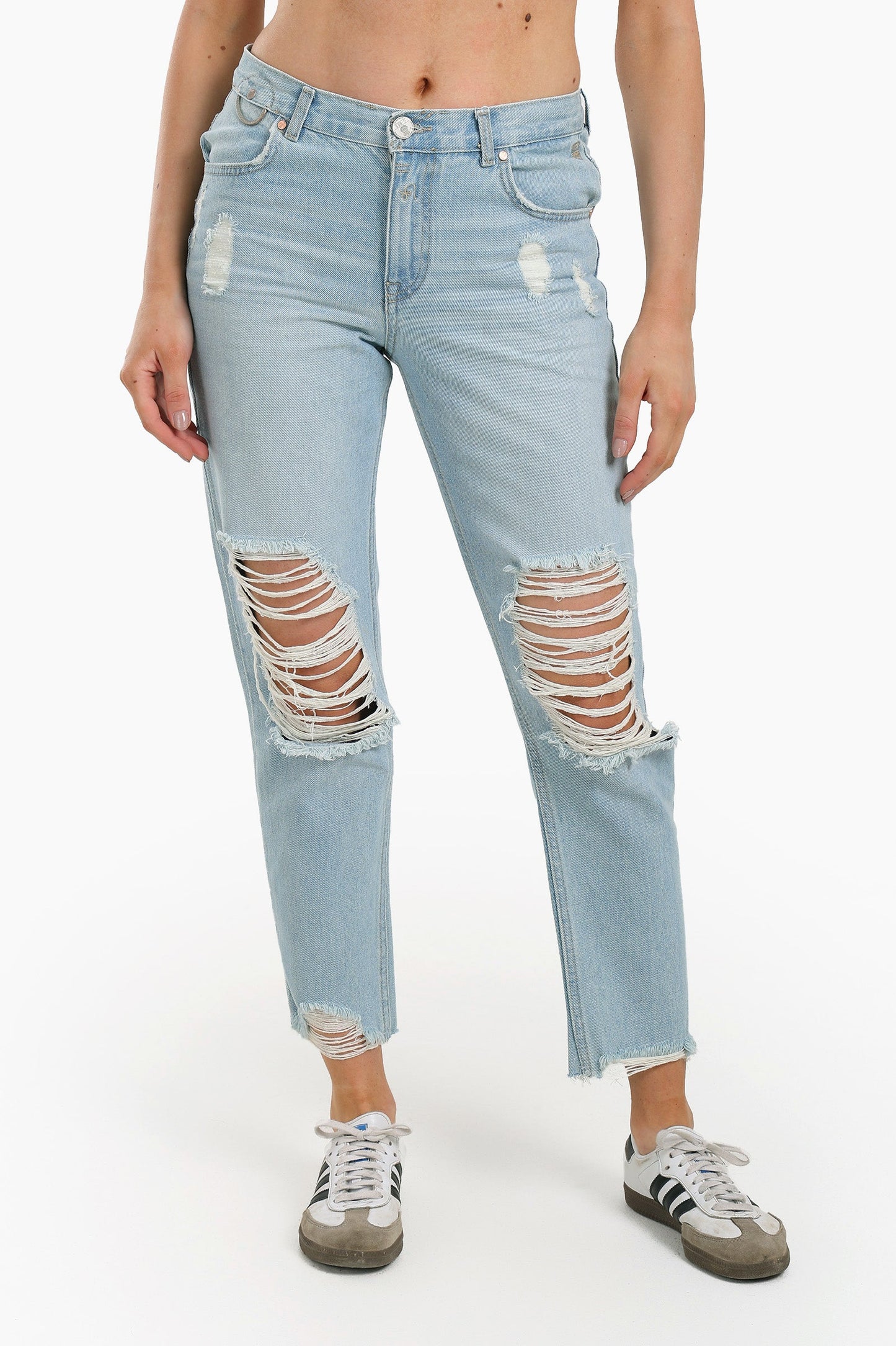 Ripped Ankle Length Mom Jeans