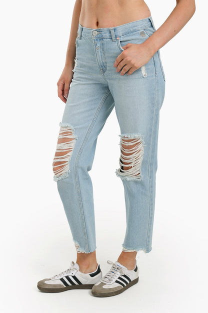Ripped Ankle Length Mom Jeans