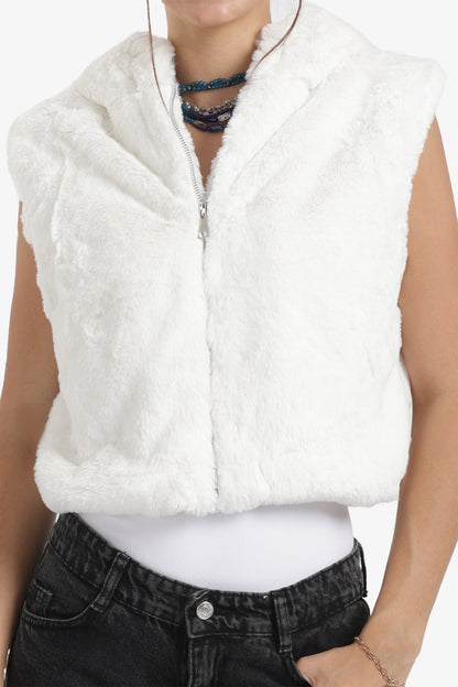 Cropped Hooded Vest