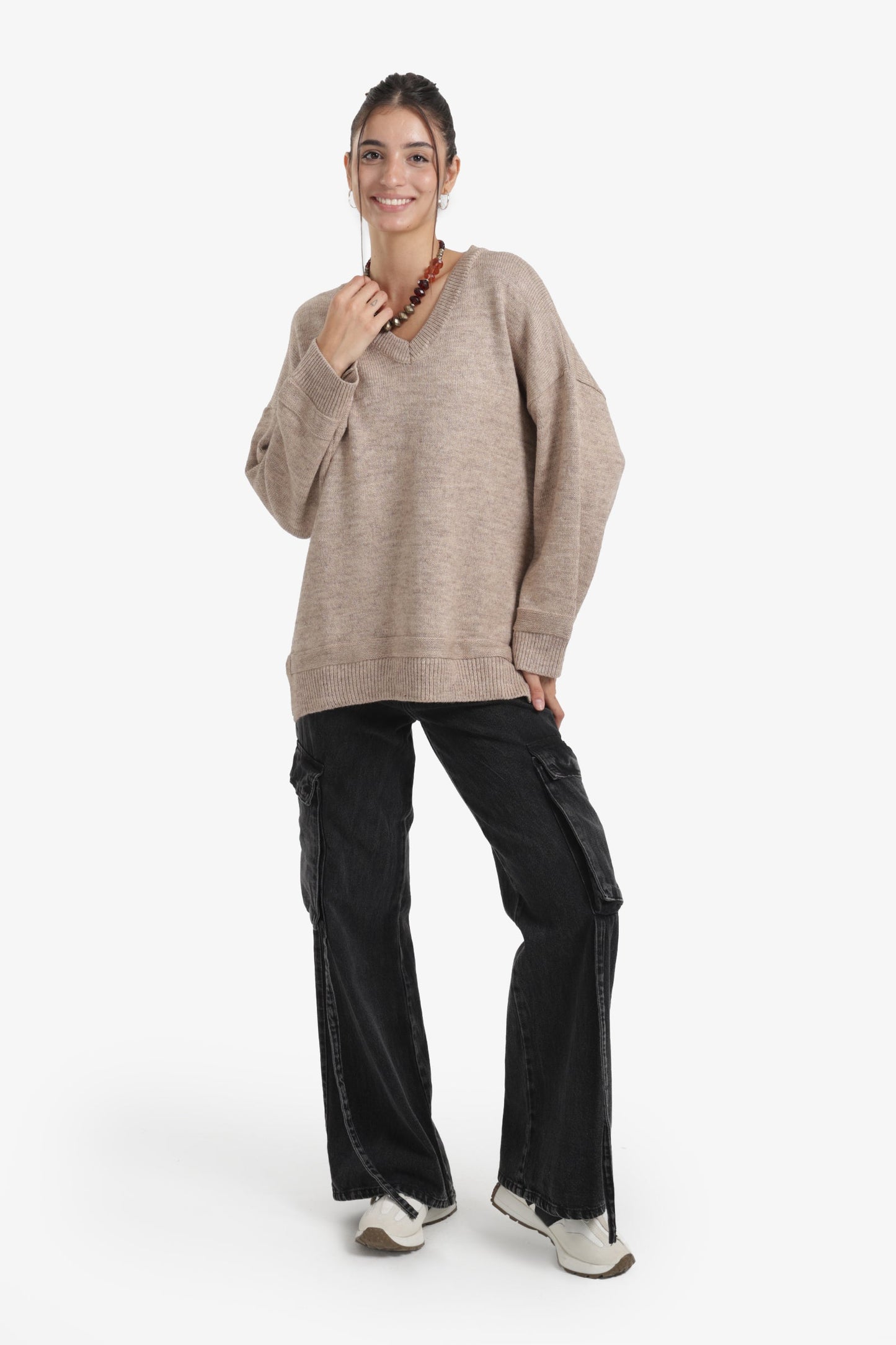 Ribbed V-Neck Pullover