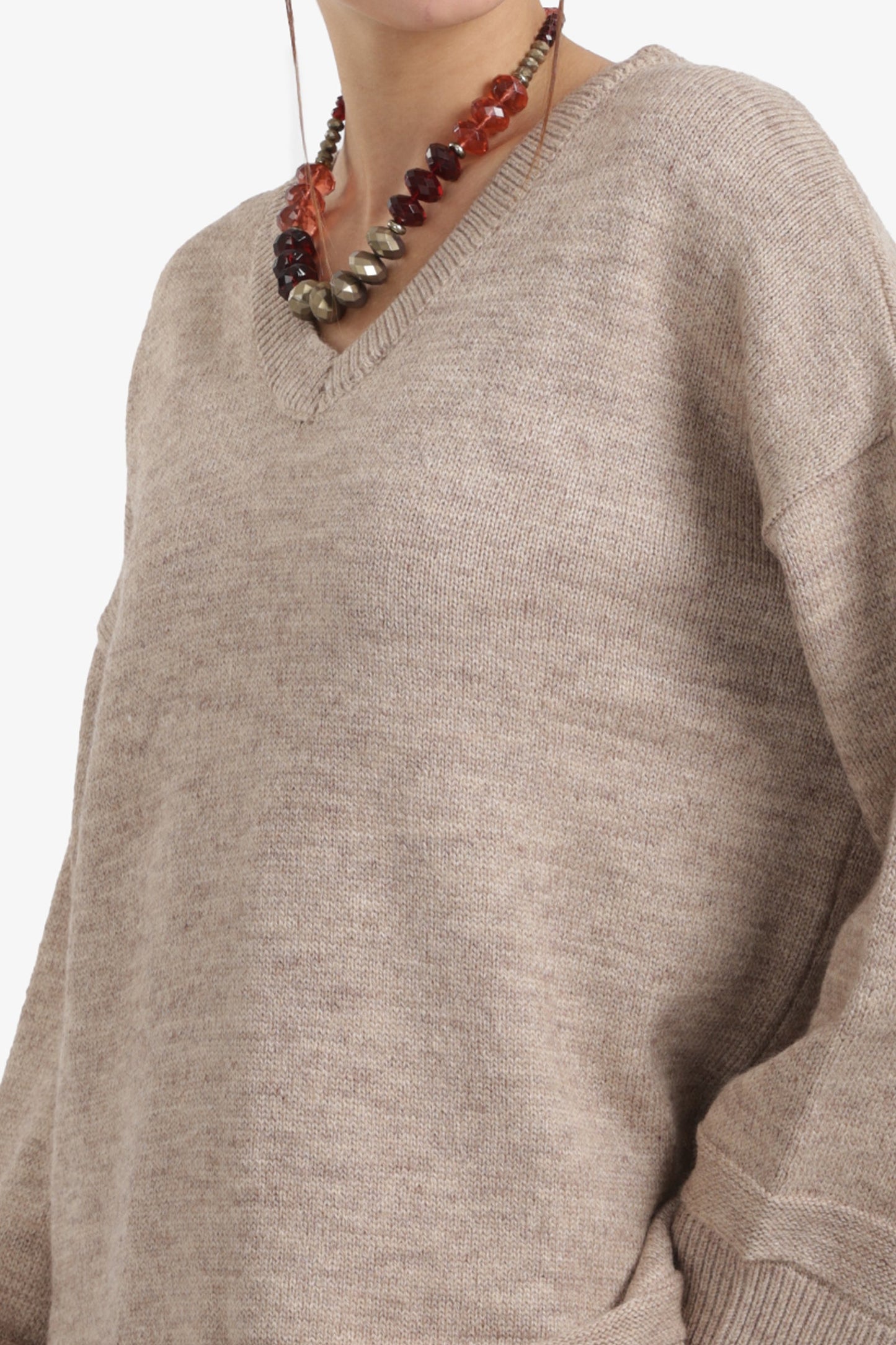 Ribbed V-Neck Pullover