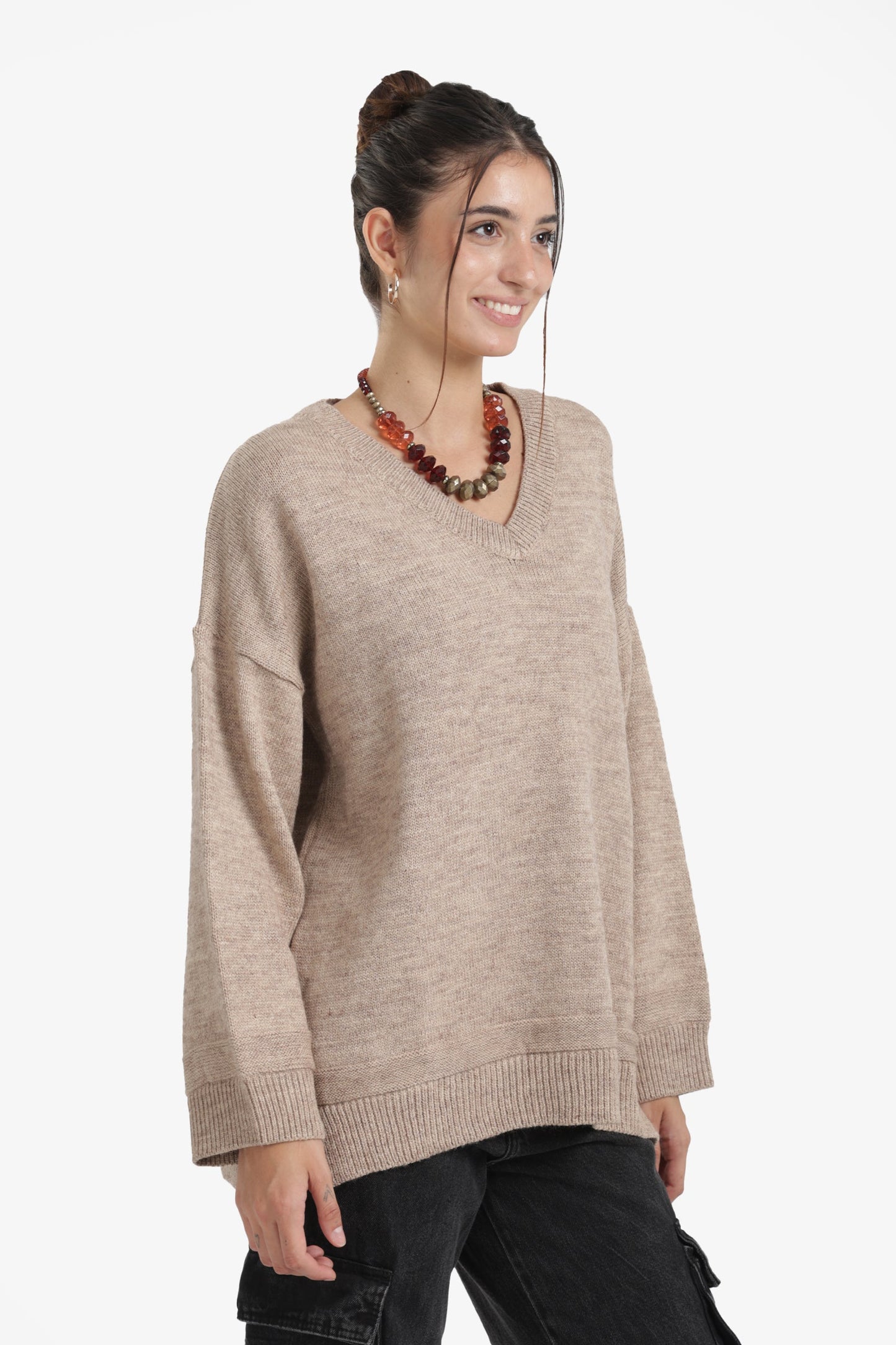 Ribbed V-Neck Pullover