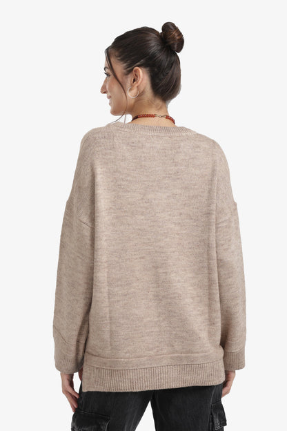 Ribbed V-Neck Pullover