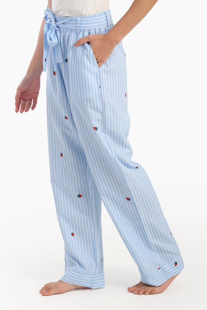Striped Strawberry Printed Pyjama Pants