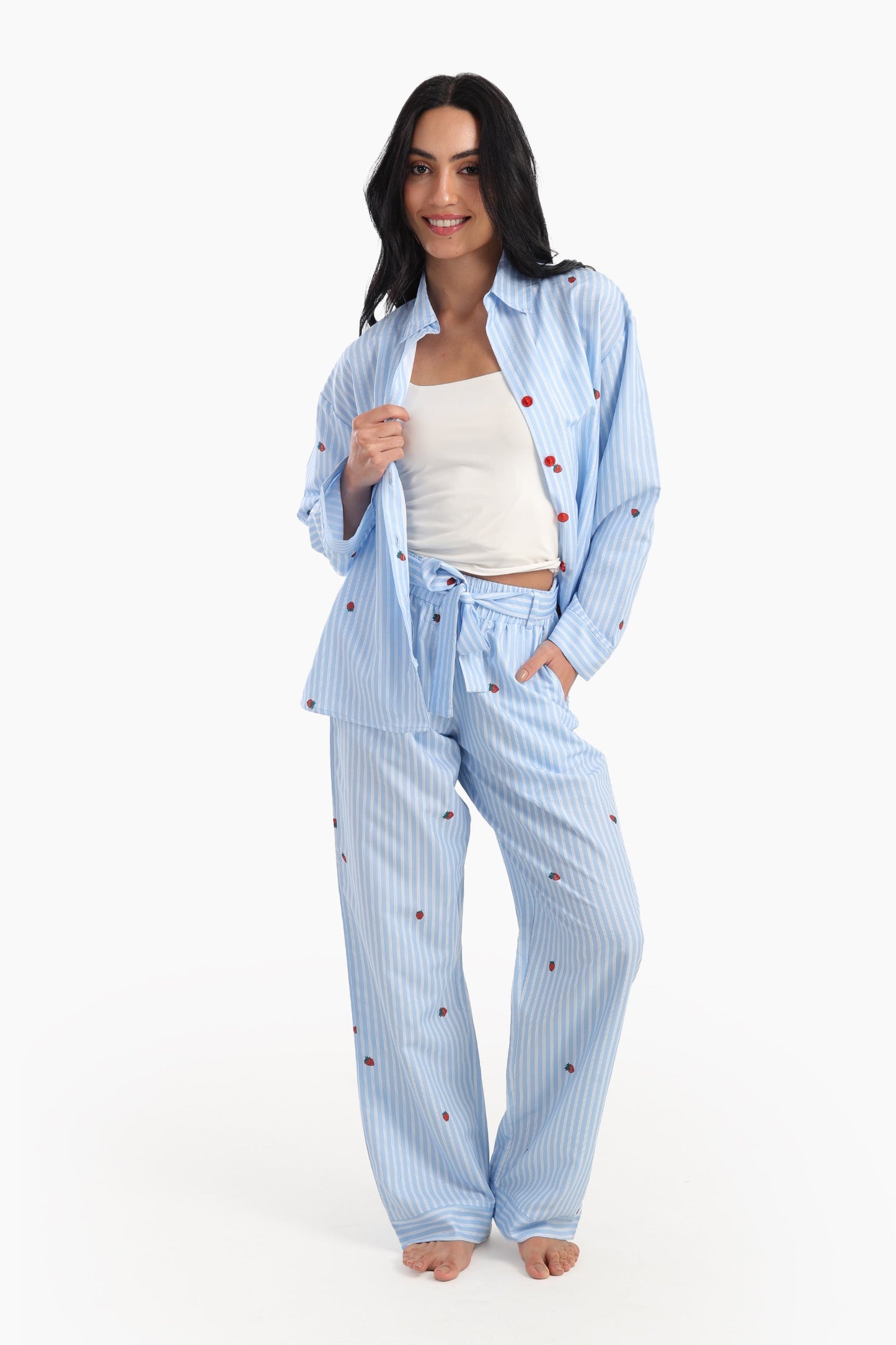 Striped Strawberry Printed Pyjama Pants