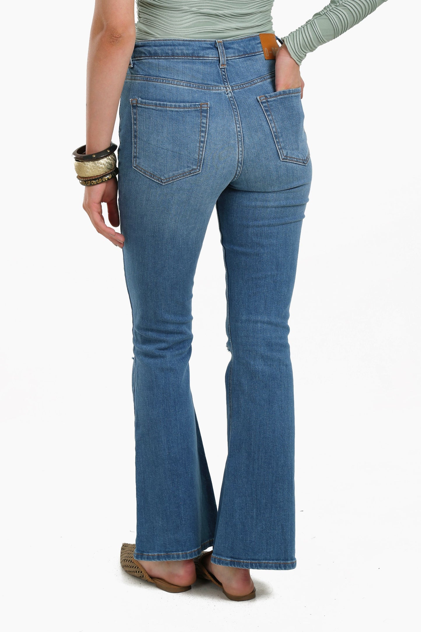 5 Buttons Closure Flared Jeans