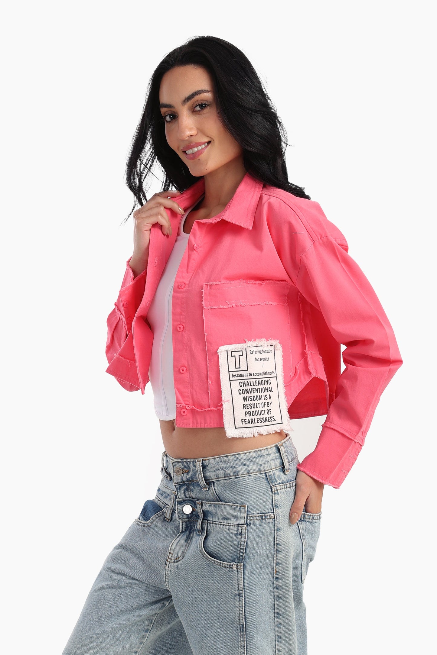 Cropped Shirt with Side Print