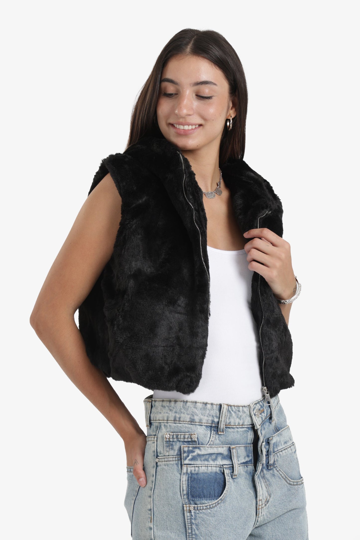 Cropped Hooded Vest