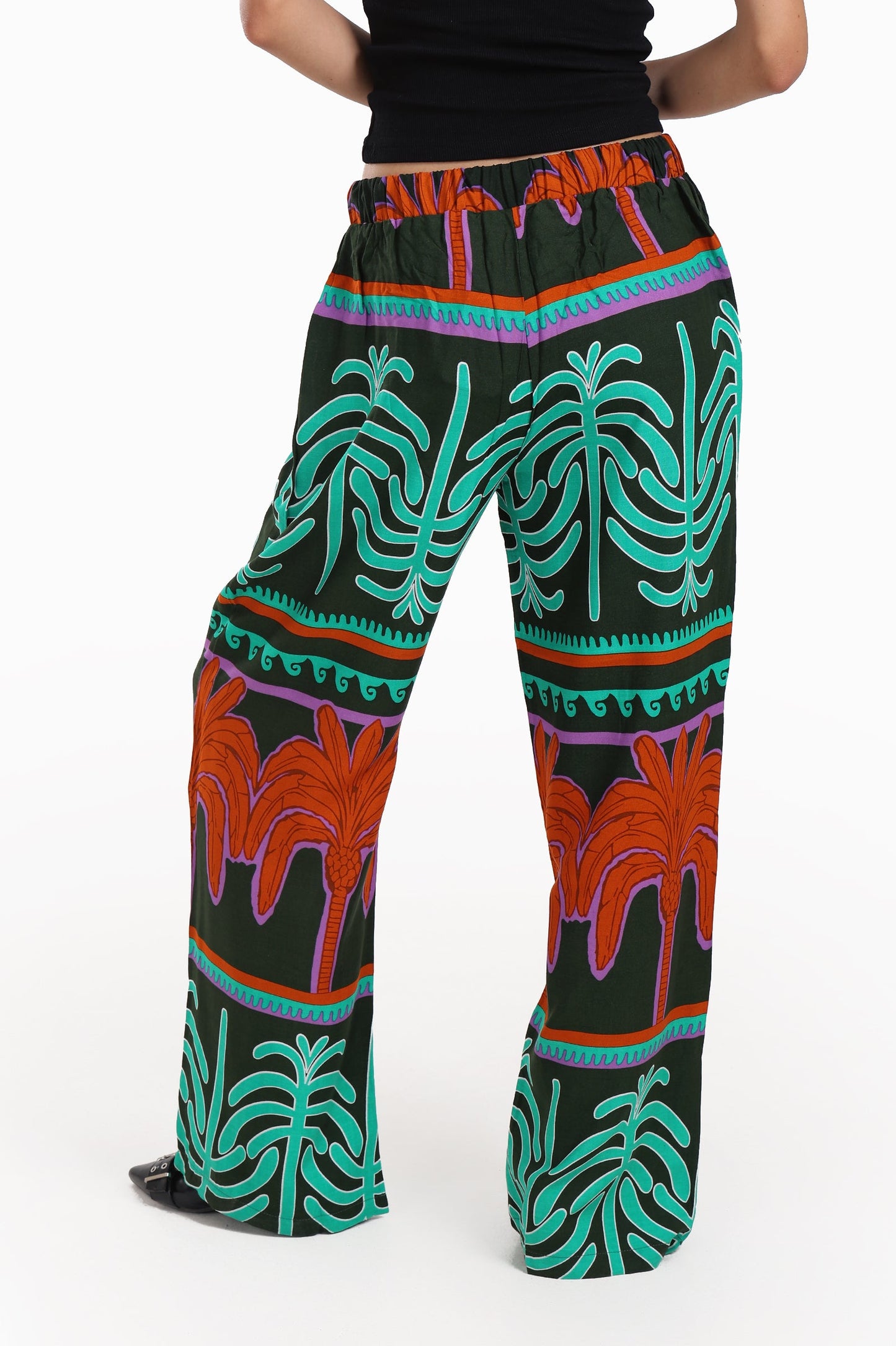 Colored Palm Print Pants