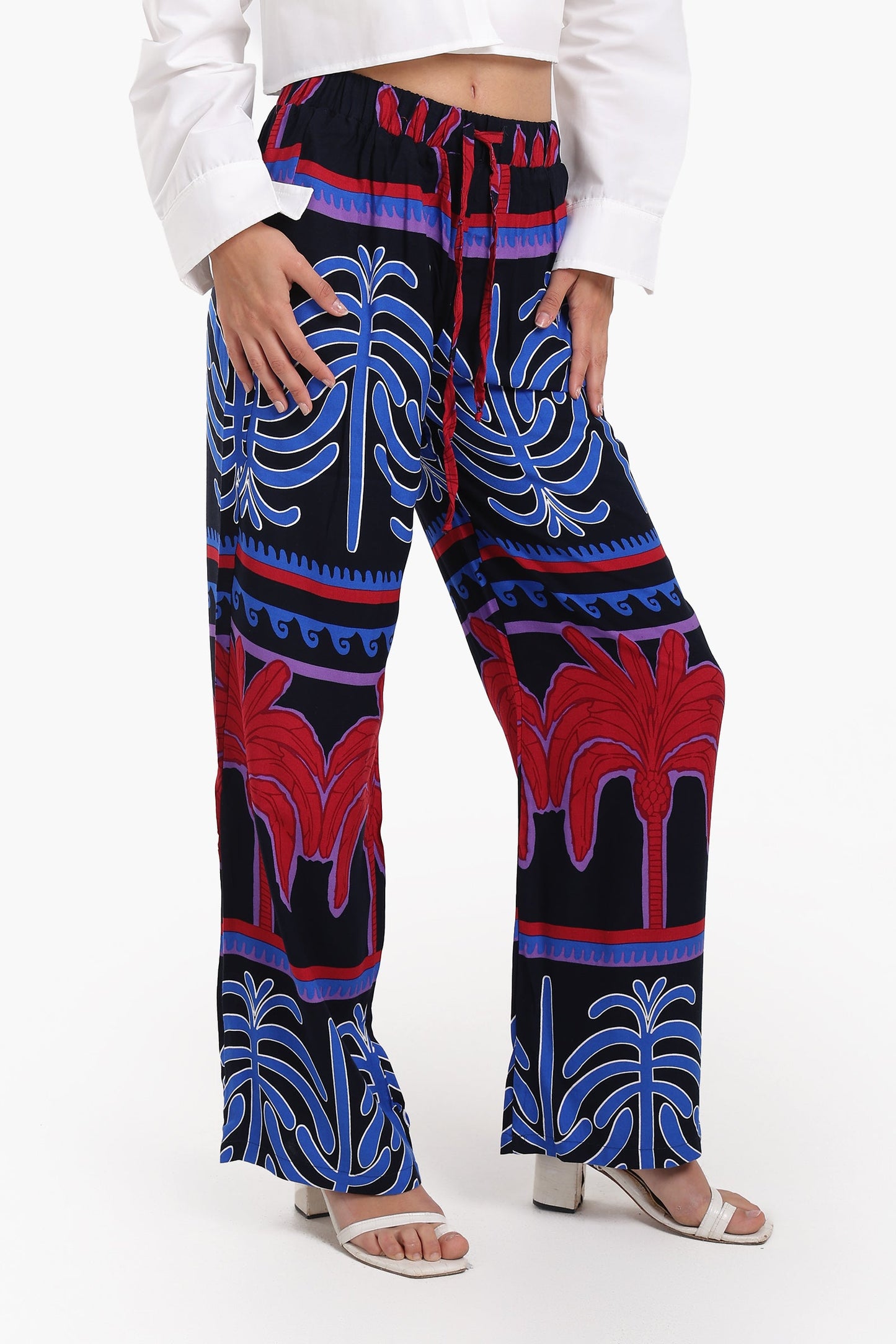 Colored Palm Print Pants
