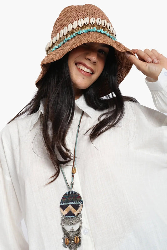 Beach Hat With Shell Details