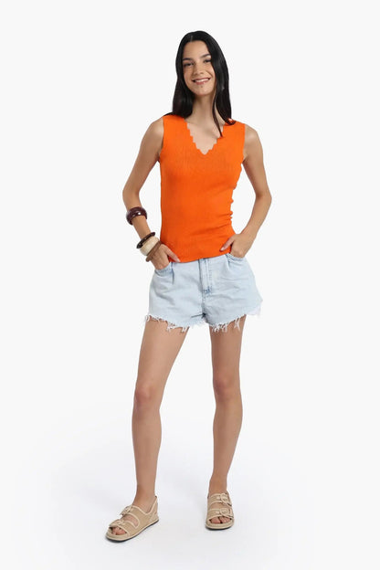 Seamless Zigzag V-Neck Top