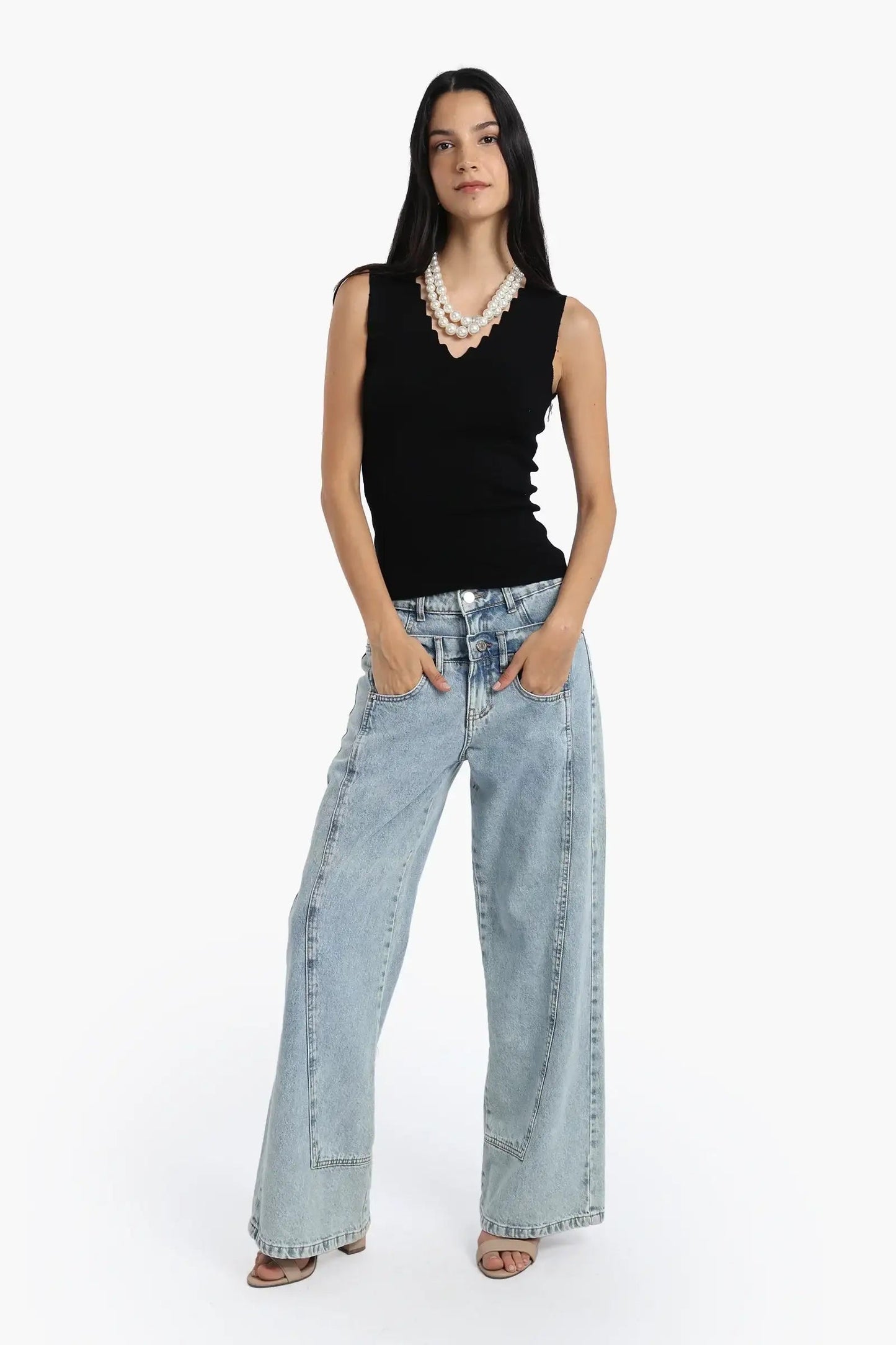 Seamless Zigzag V-Neck Top