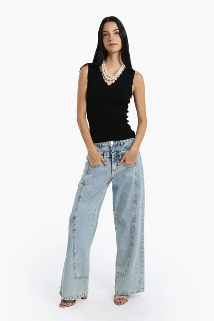 Seamless Zigzag V-Neck Top