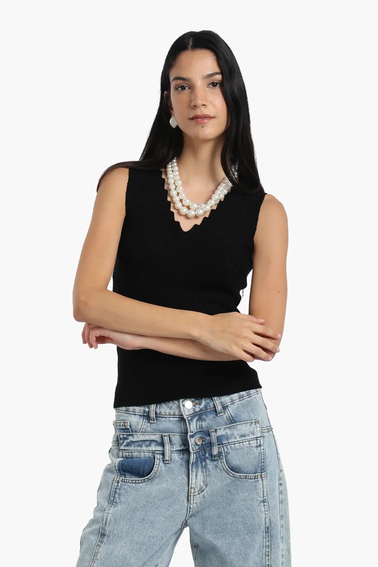 Seamless Zigzag V-Neck Top