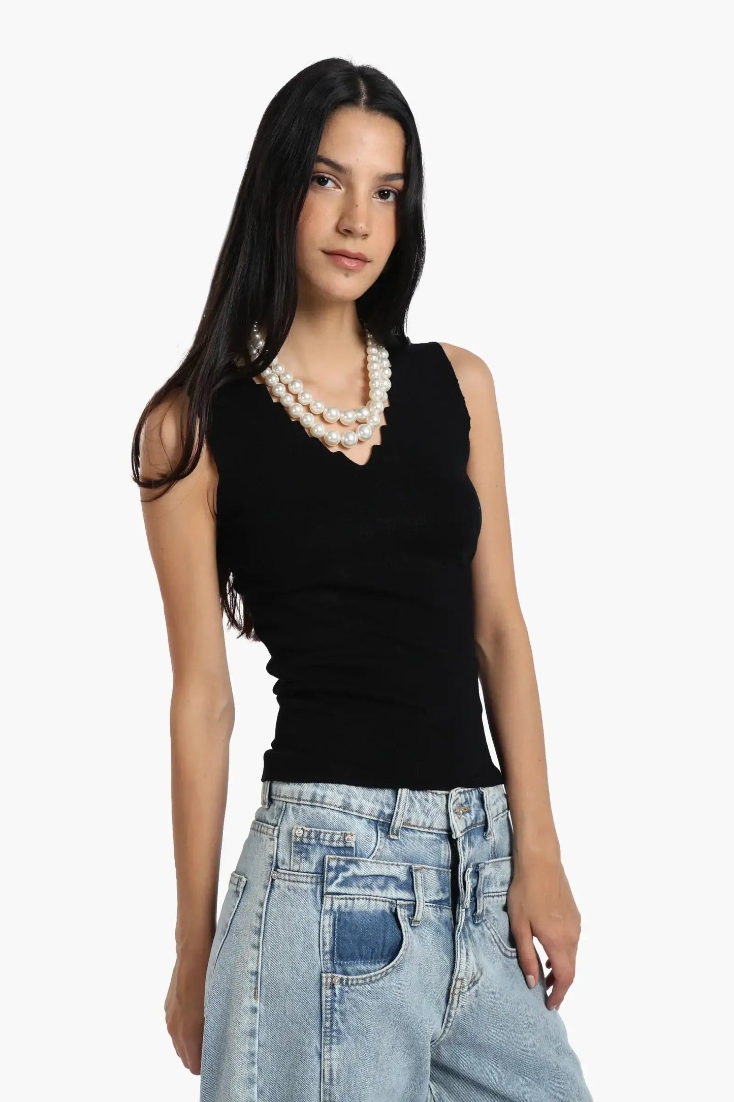 Seamless Zigzag V-Neck Top