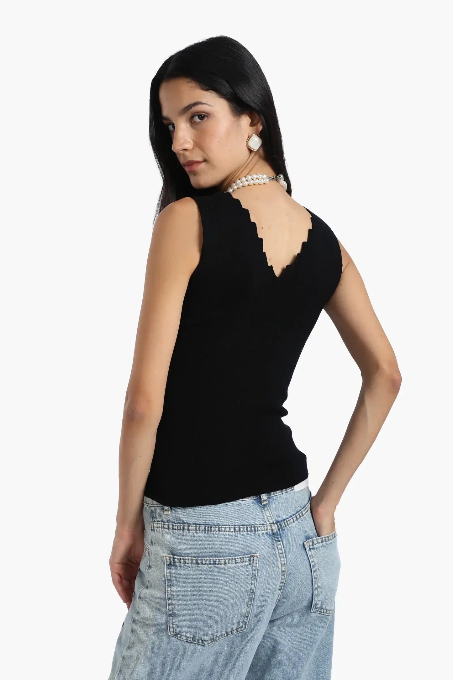 Seamless Zigzag V-Neck Top