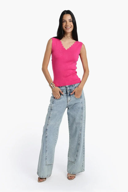 Seamless Zigzag V-Neck Top