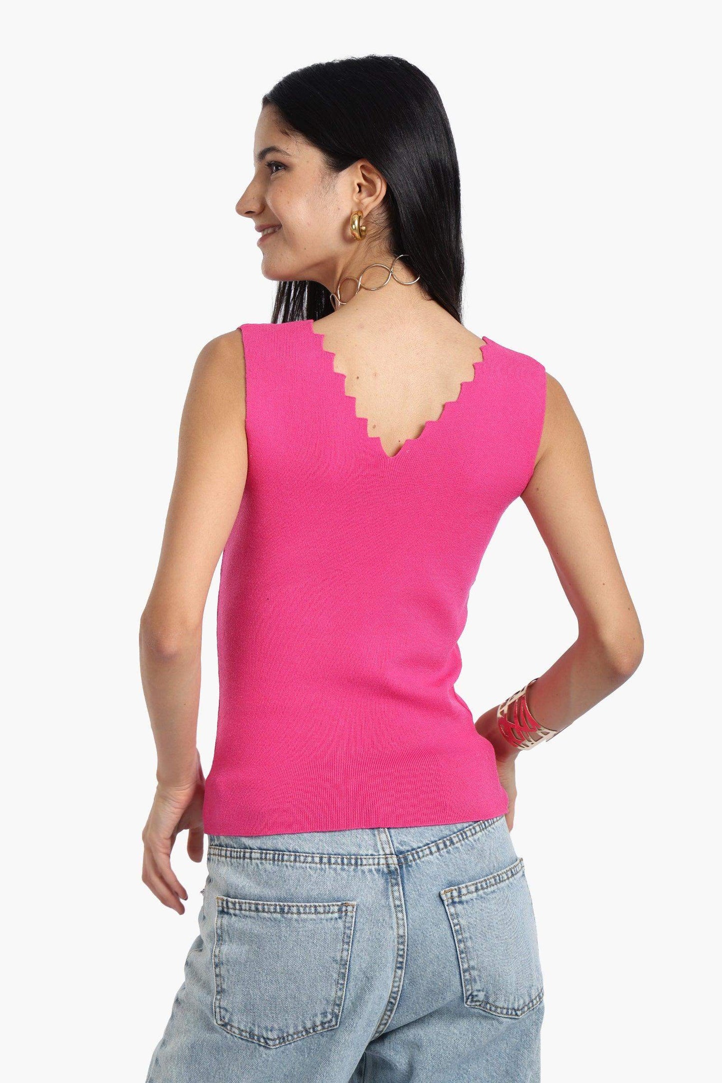 Seamless Zigzag V-Neck Top