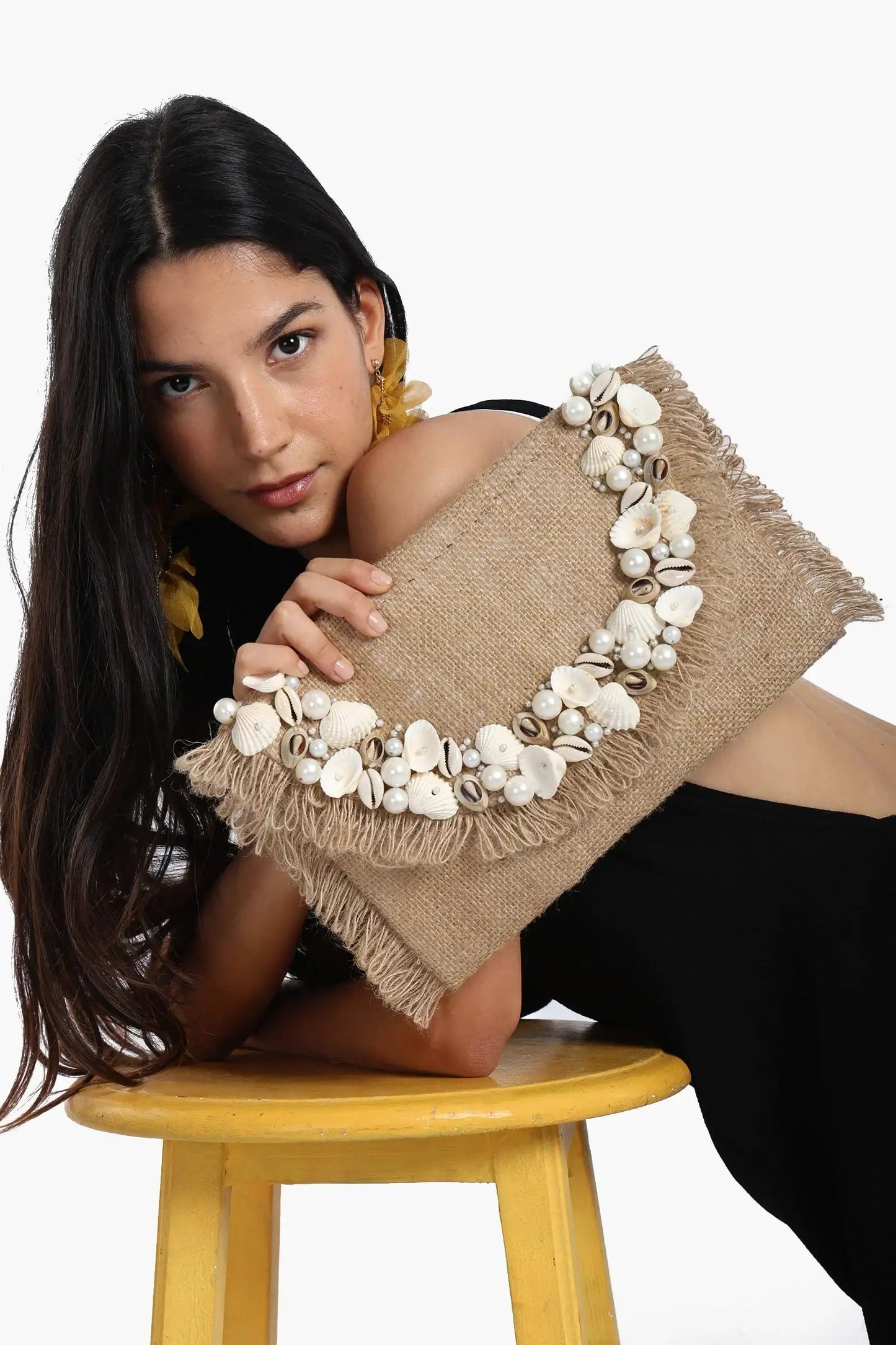 Envelope Clutch with Shell & Pearl