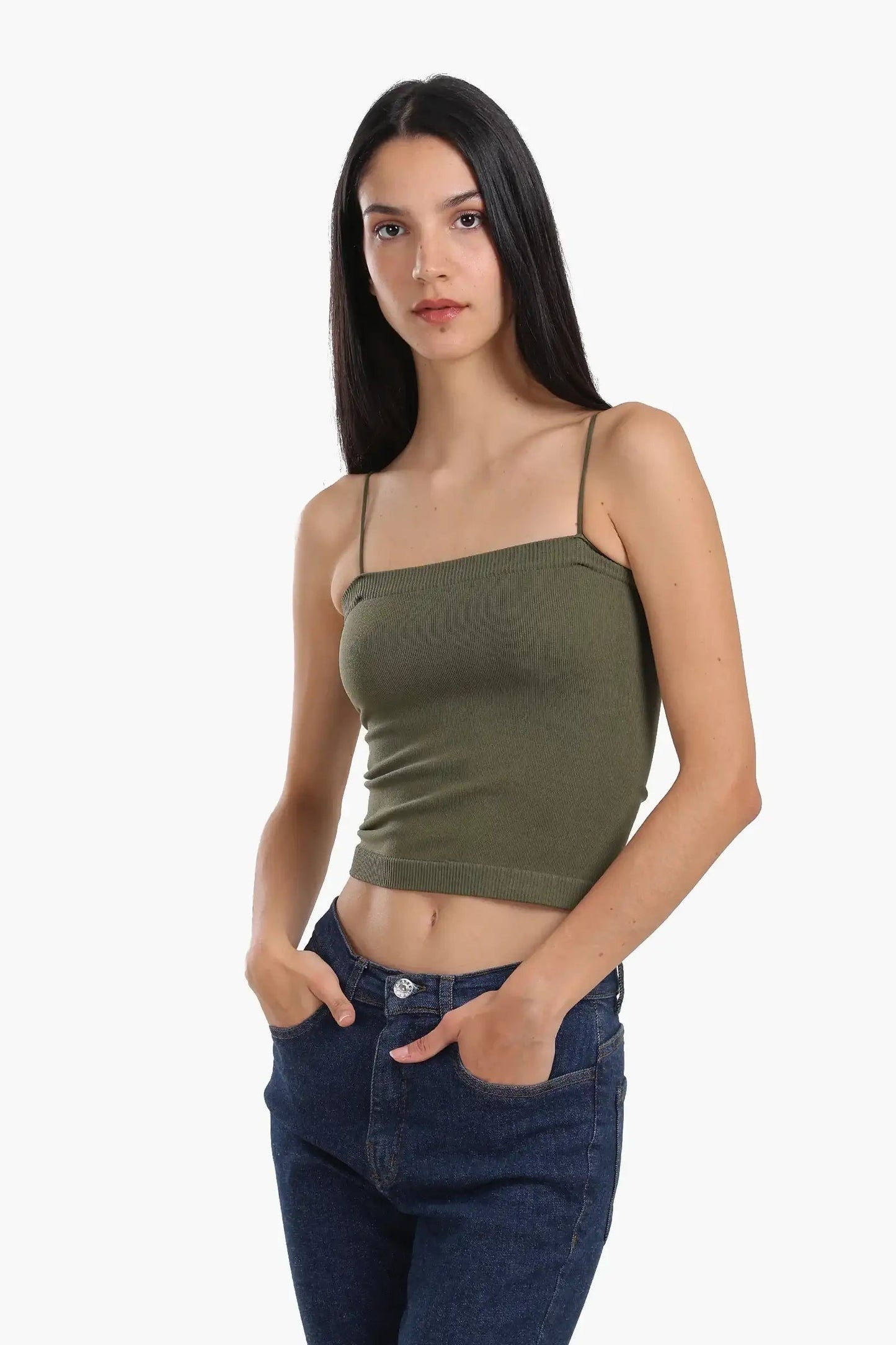 Ribbed Square Neck Top