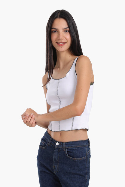 Contrast Stitch Detail Top