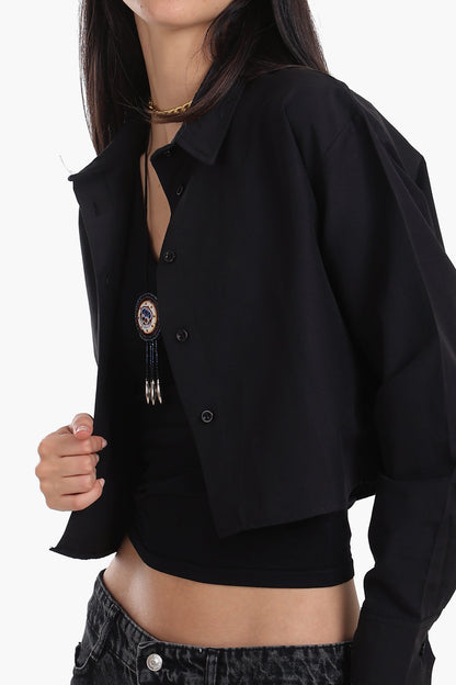Dropped Shoulder Cropped Shirt