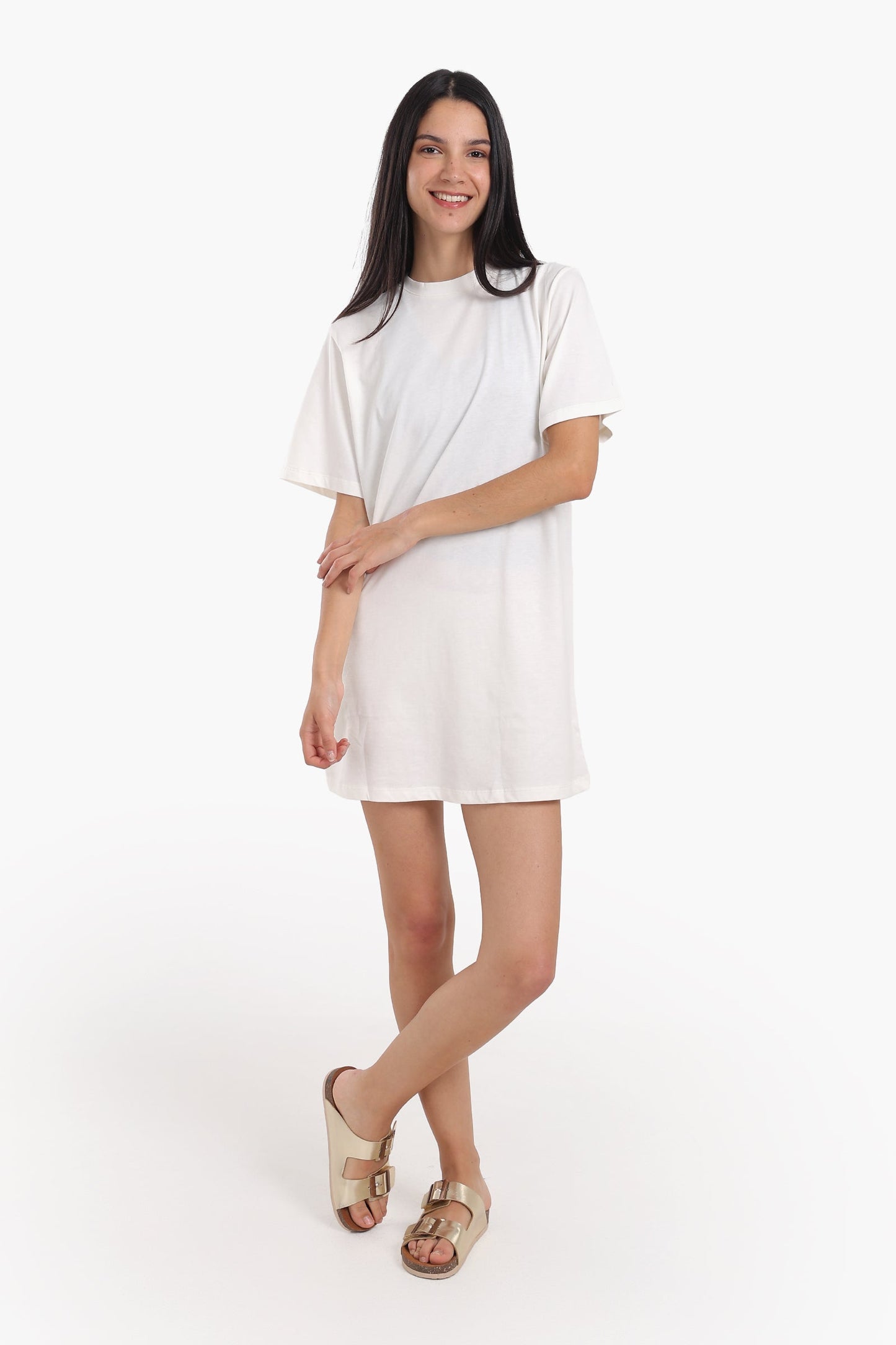 Short Sleeves Cotton Mini Dress