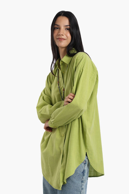 قميص كتان بأكمام منخفضة