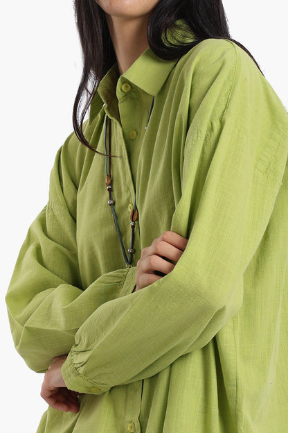 قميص كتان بأكمام منخفضة