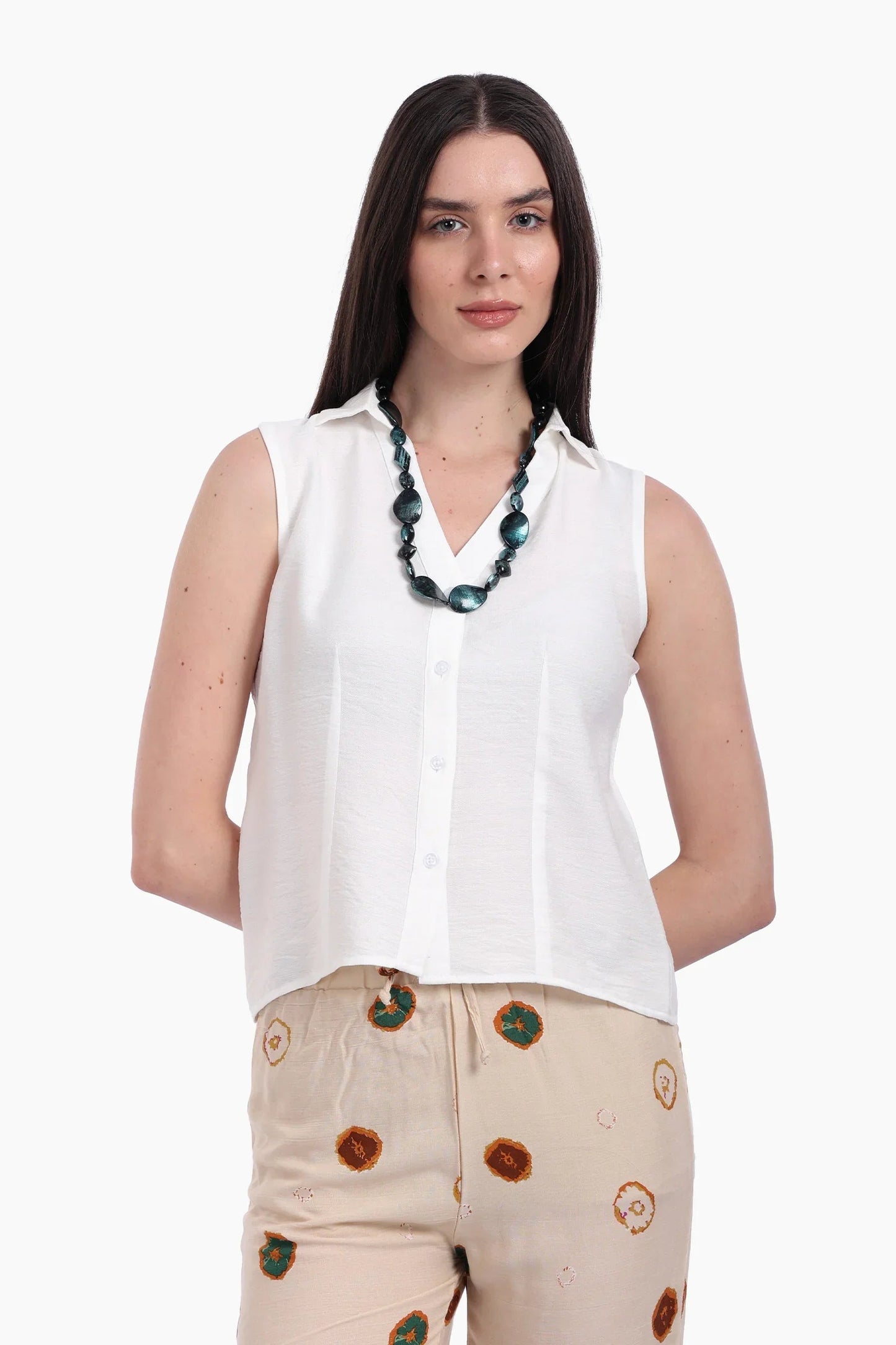 Collared Sleeveless Shirt