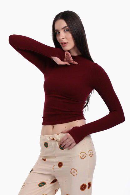 High Neck Top with Thumbhole