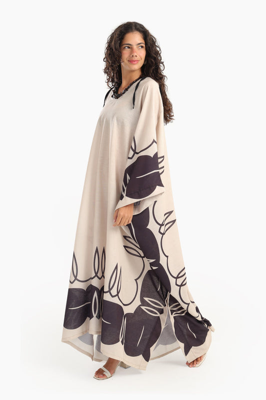Chic Printed Hooded Abaya