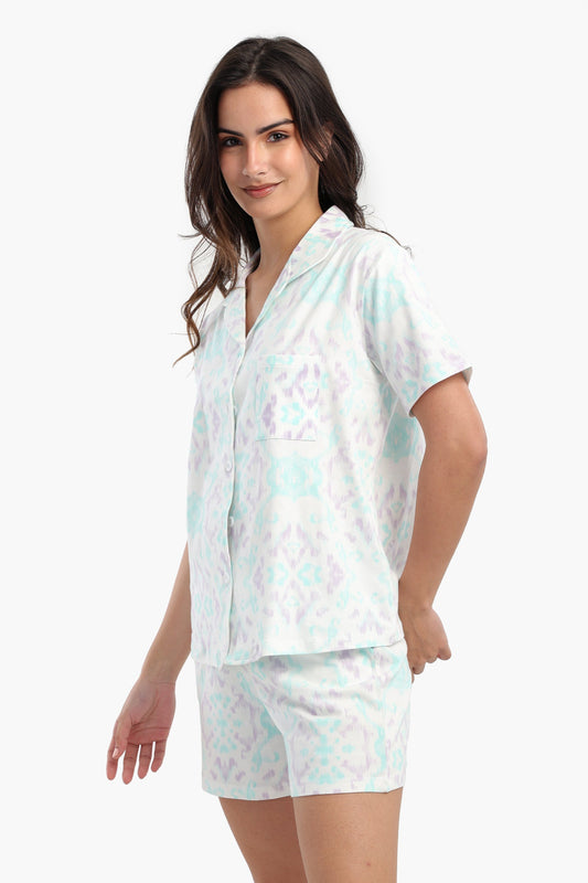 Pyjama Set with Notch Collar