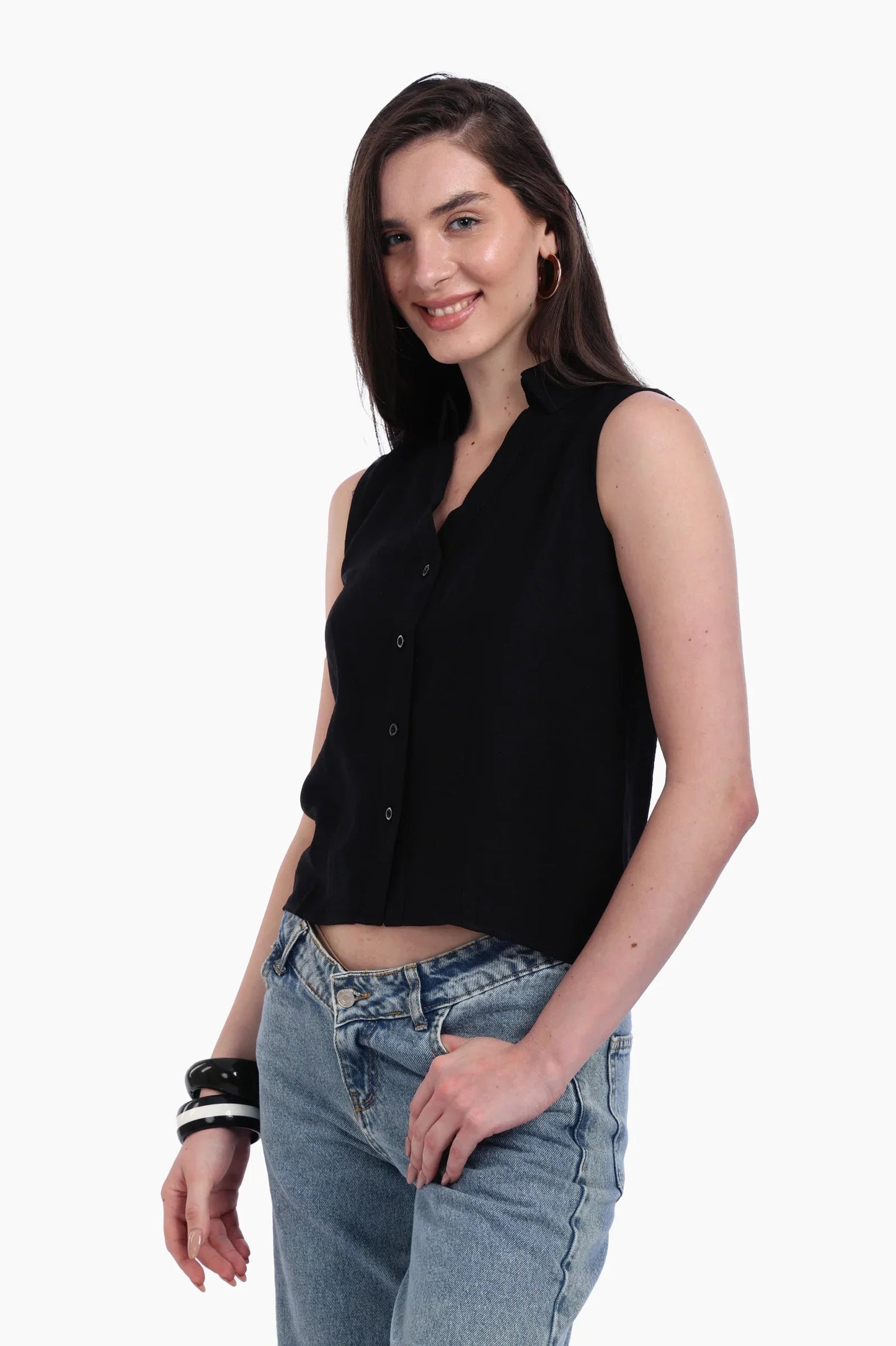 Collared Sleeveless Shirt