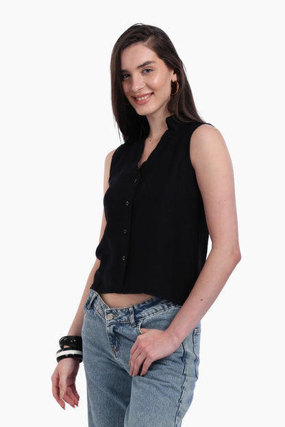 Collared Sleeveless Shirt