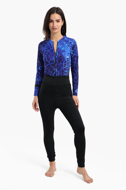 بدلة سباحة واقية من الطفح الجلدي باللون الأزرق المحيطي