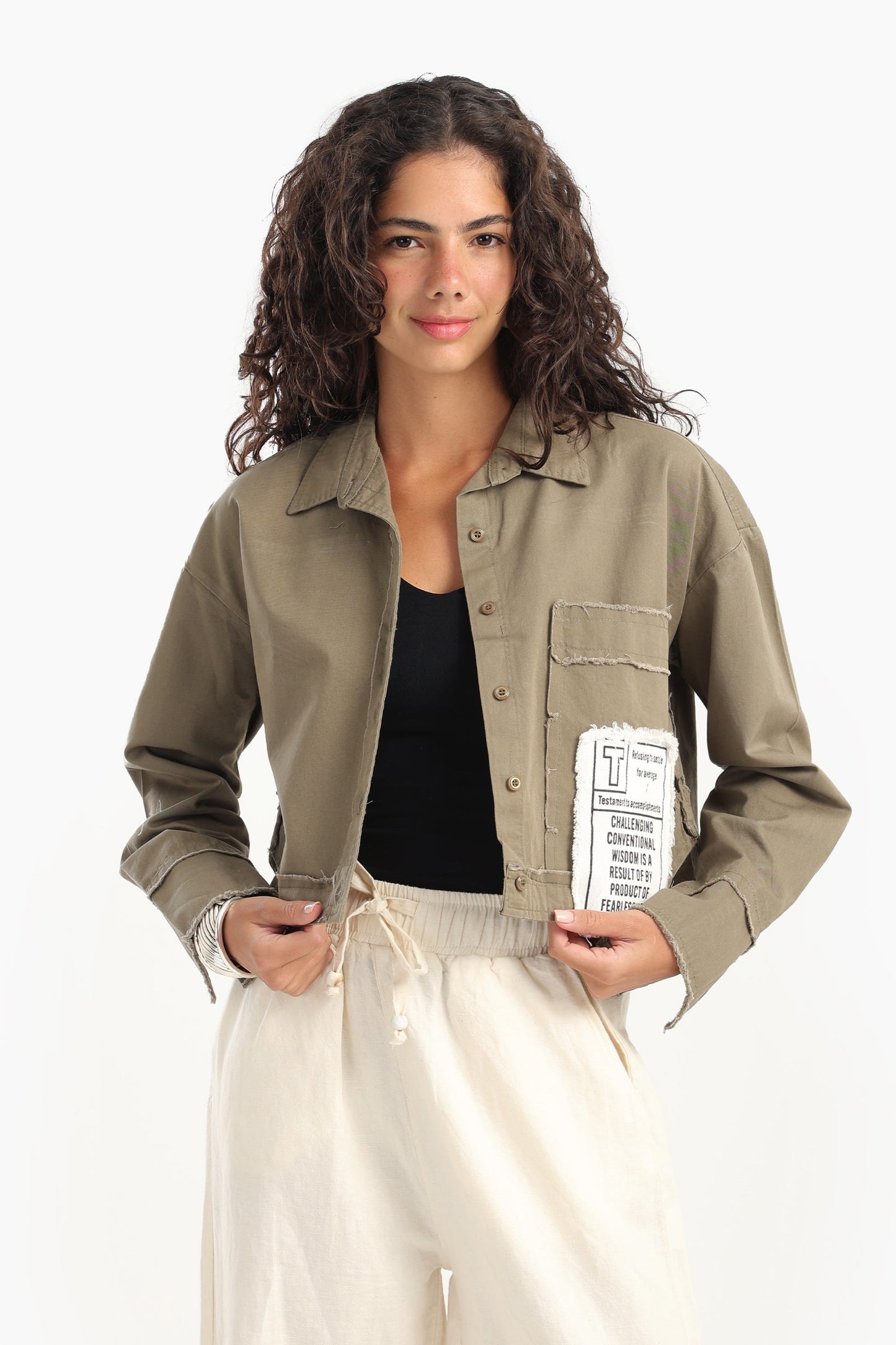 Cropped Shirt with Side Print