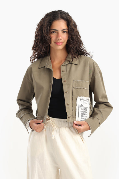 Cropped Shirt with Side Print