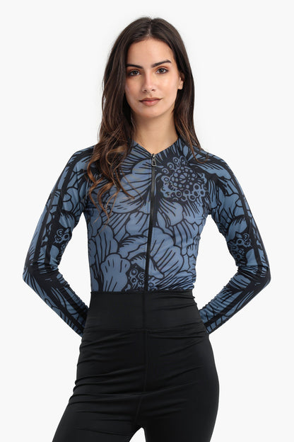 Floral Rash Guard Swimsuit