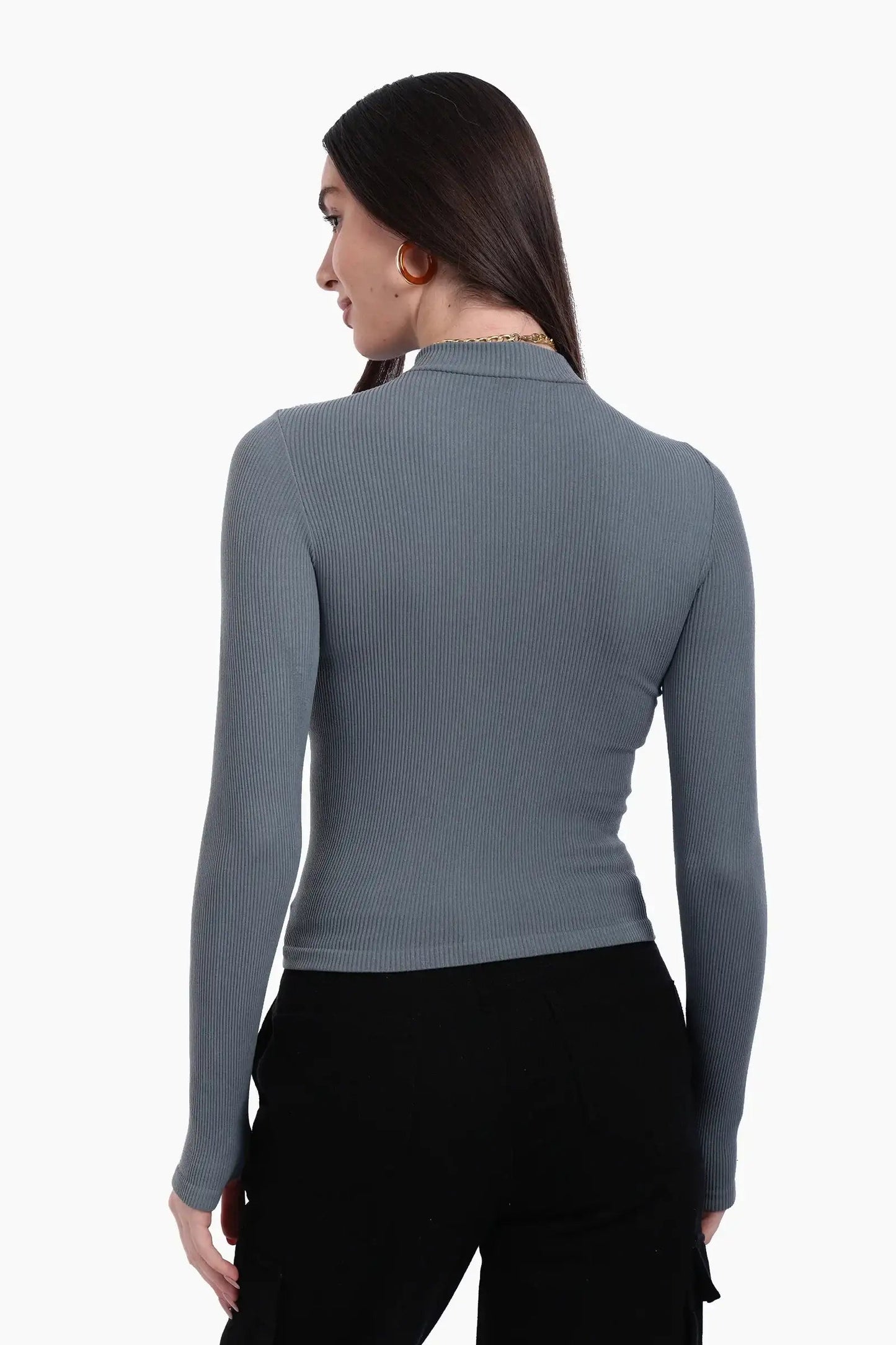 High Neck Top with Thumbhole