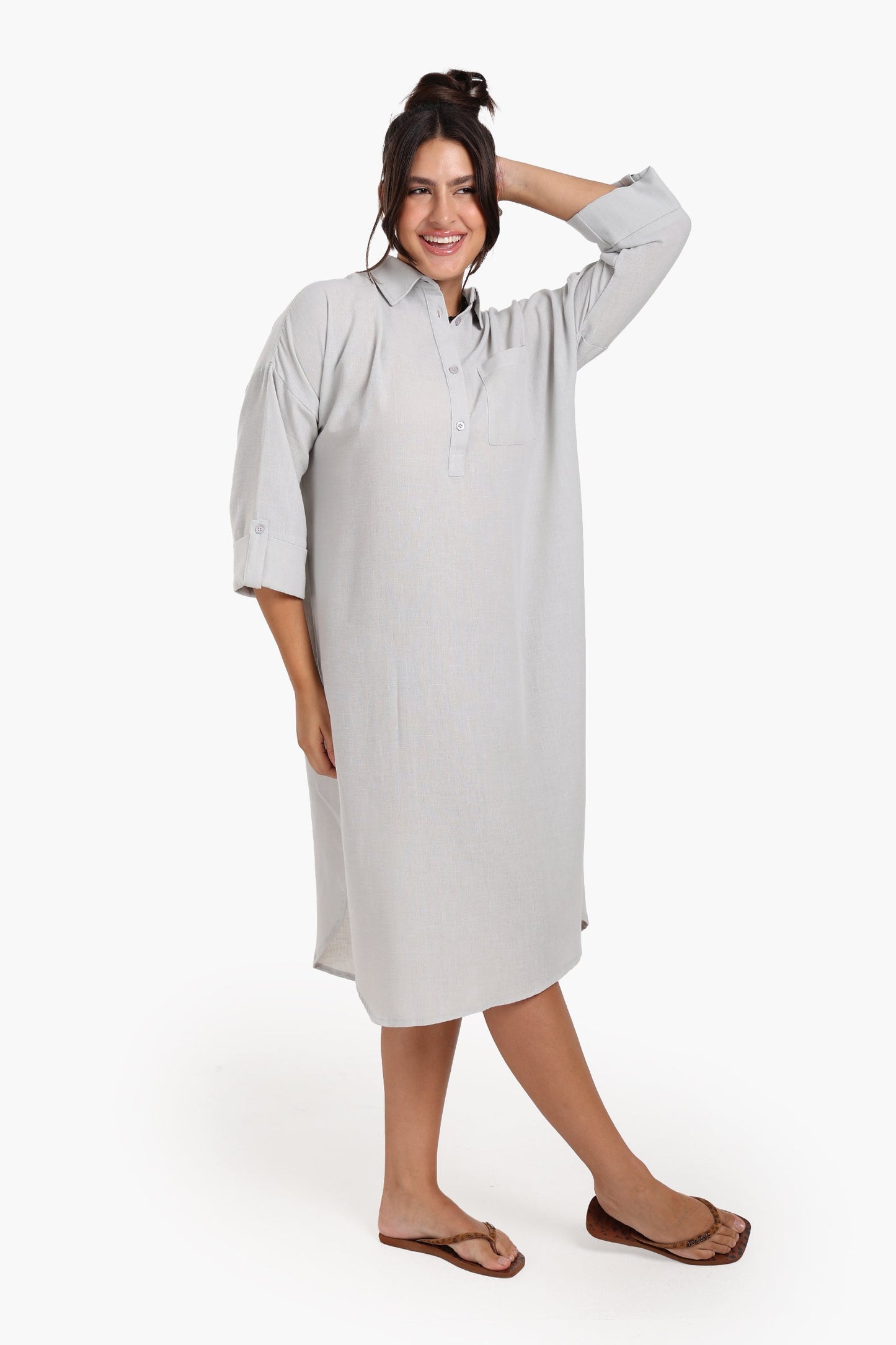 3/4 Sleeves Midi Dress