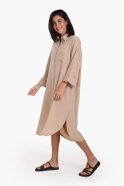 3/4 Sleeves Midi Dress