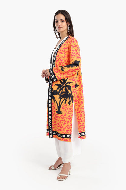 كيمونو مطبوع عليه نخيل ملون