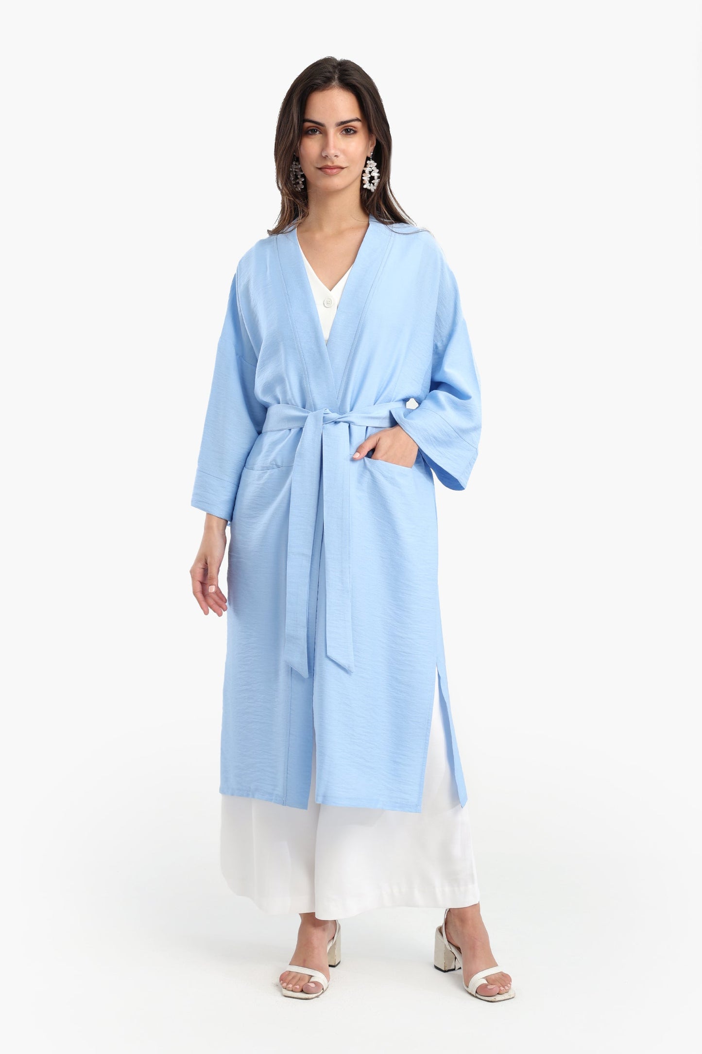 Light Blue Open Front Kimono