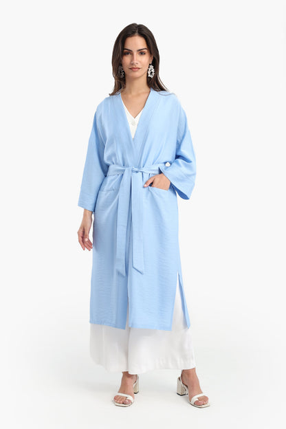 Light Blue Open Front Kimono