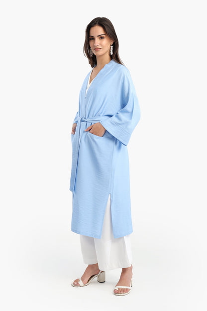 Light Blue Open Front Kimono